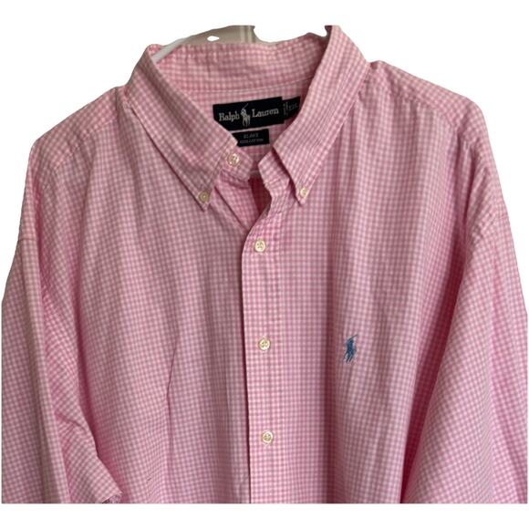 Ralph Lauren Men’s 2X Pink Gingham Button Down Shirt Preppy Work Casual - Picture 2 of 5
